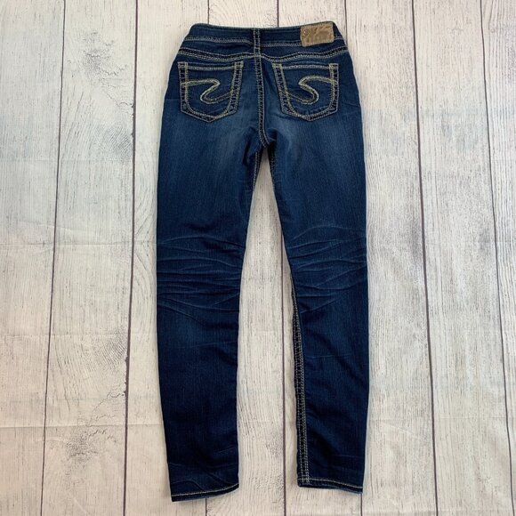 Silver Jeans Suki sz 28 Mid Skinny Dark Wash Inseam 29.5" - Picture 6 of 12